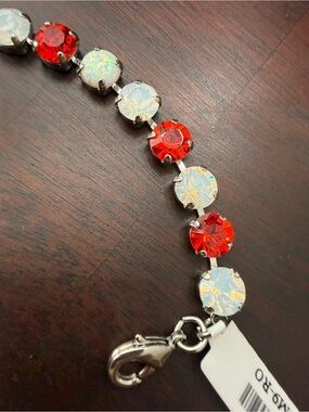 Mariana Jewelry Orange and Opal Crystal silver Bracelet- Perfect for game day!